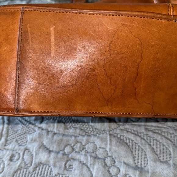 Brahmin Andy Leather Briefcase Bag Cognac Brown - Picture 8 of 8